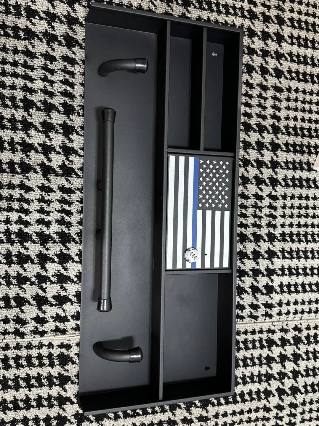 🖤 Wall Mounted Gun Safe Cabinet – Thin Blue Line Flag | 36”x12” thumbnail