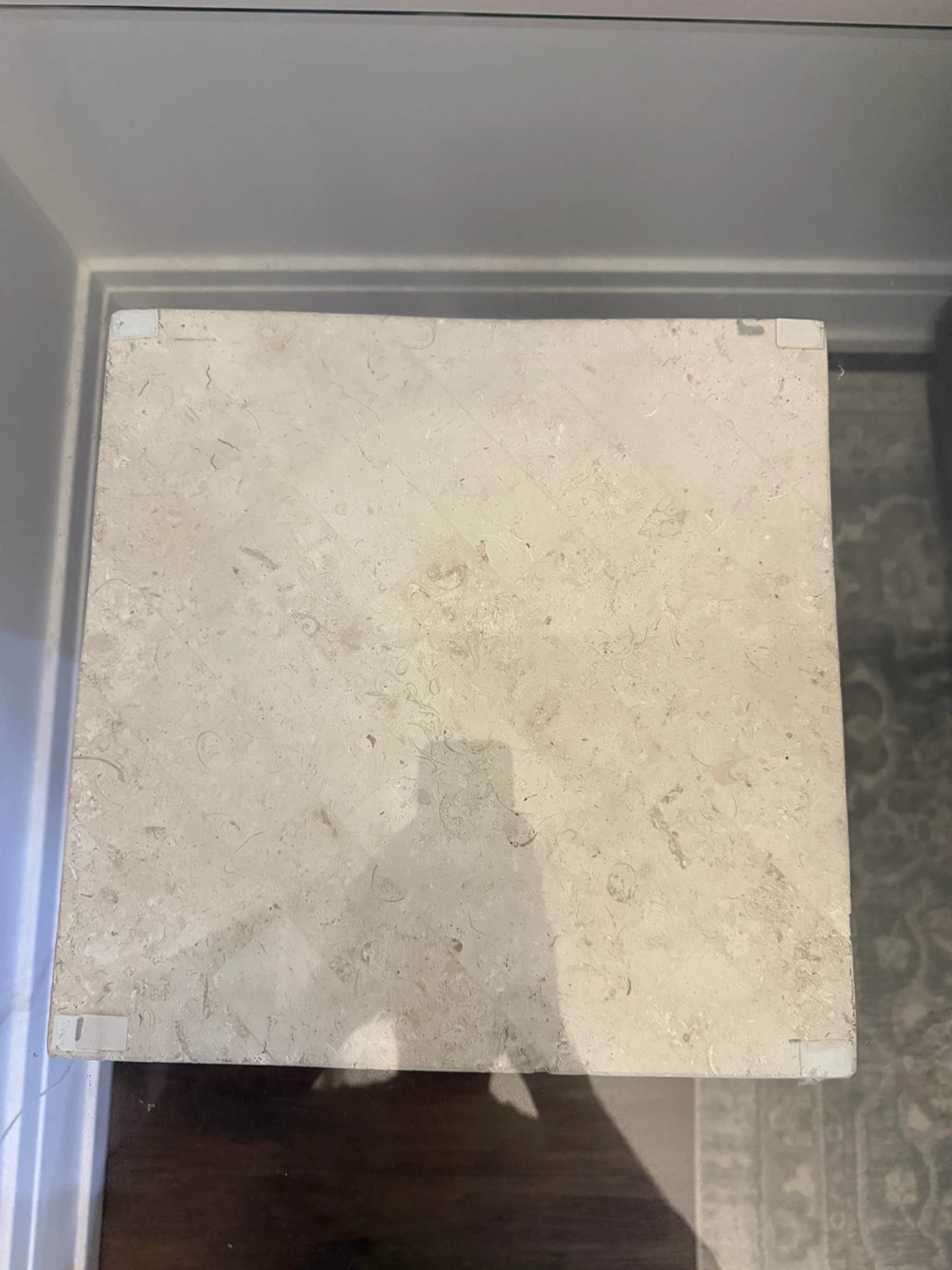 Glass Top Side Table w/ Stone Base - photo 4
