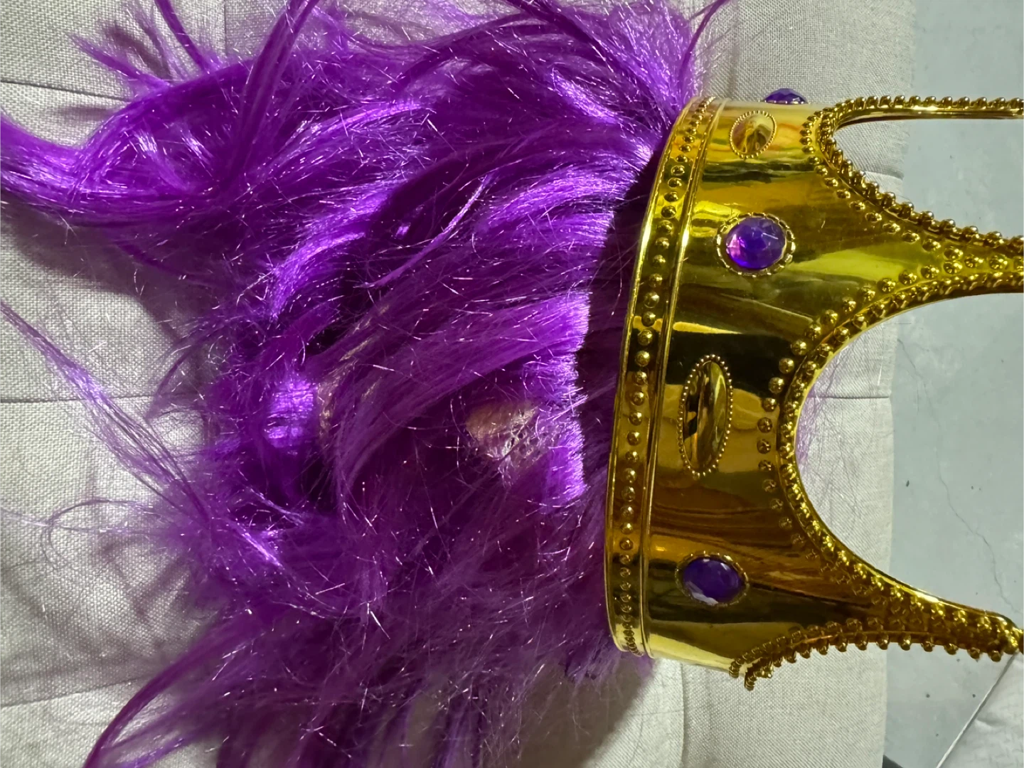 Purple Wig with Crown