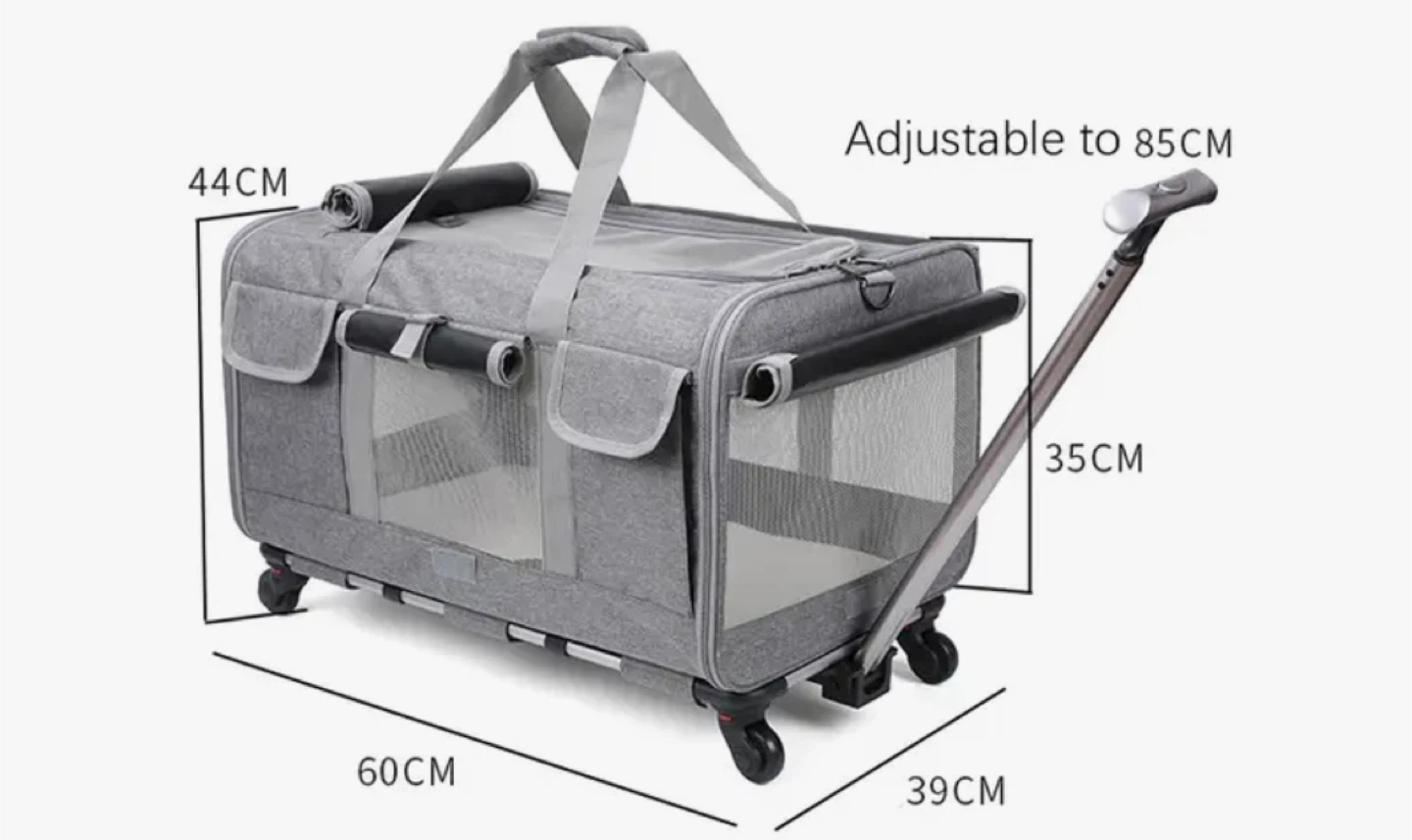 Pet Carrier with Wheels - Grey - photo 4
