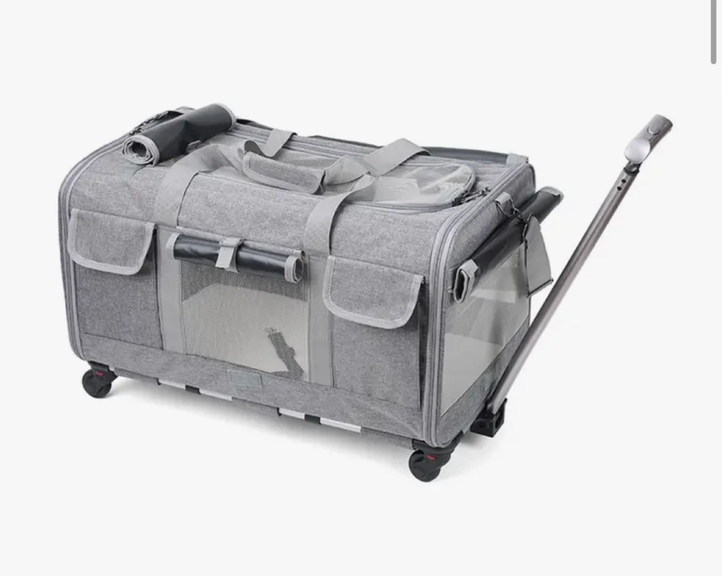 Pet Carrier with Wheels - Grey