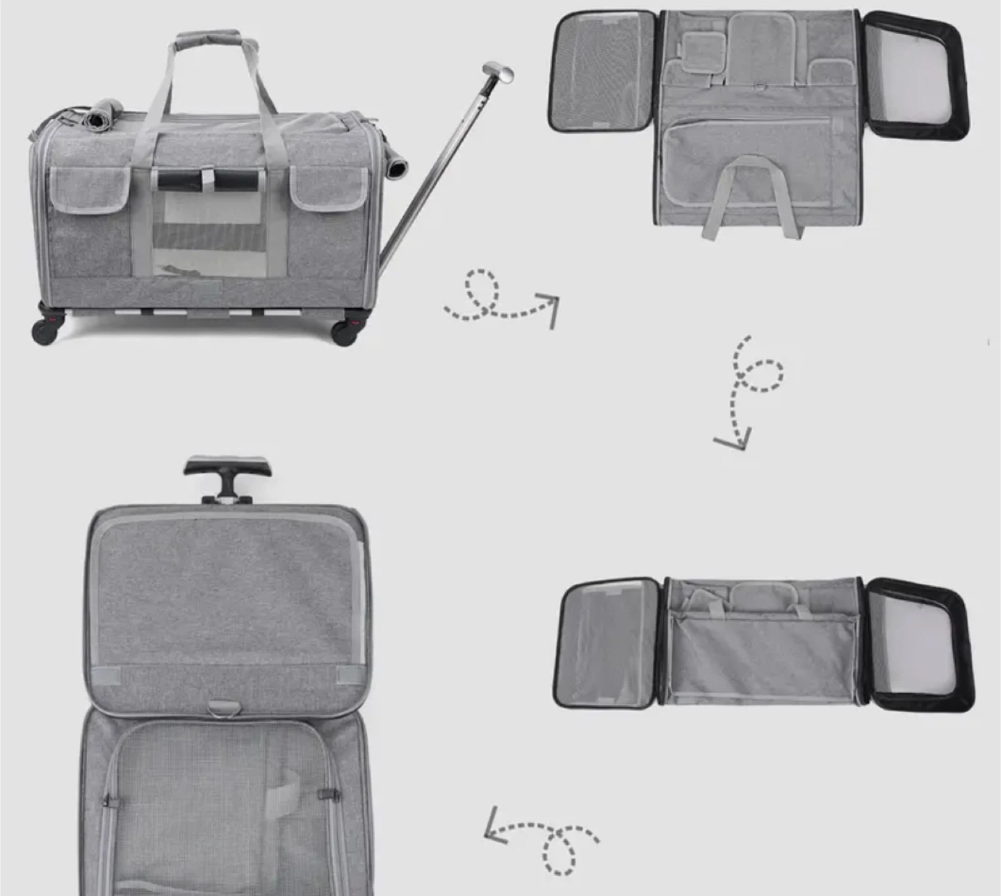 Pet Carrier with Wheels - Grey - photo 3