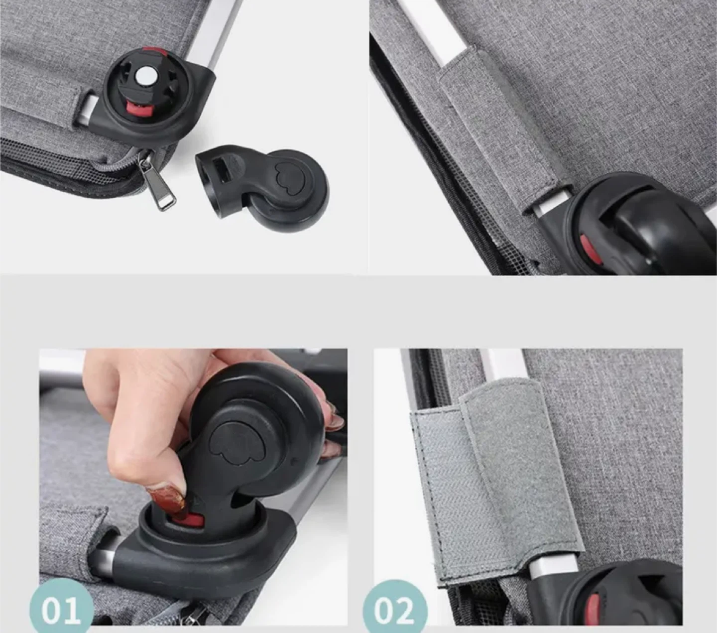 Pet Carrier with Wheels - Grey - photo 5