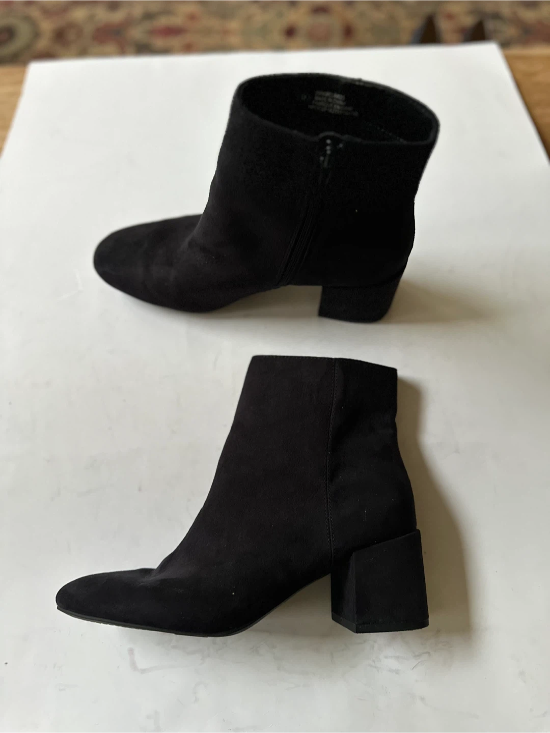 Black Suede Ankle Boots, Size 9 - photo 3