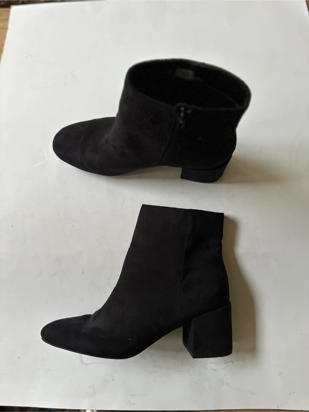 Black Suede Ankle Boots, Size 9 - photo 4