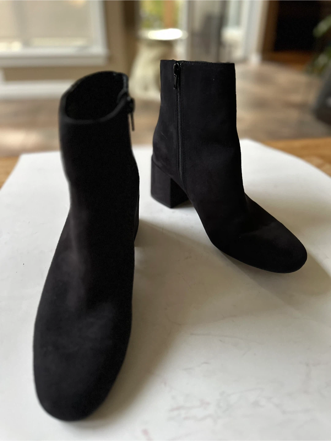 Black Suede Ankle Boots, Size 9