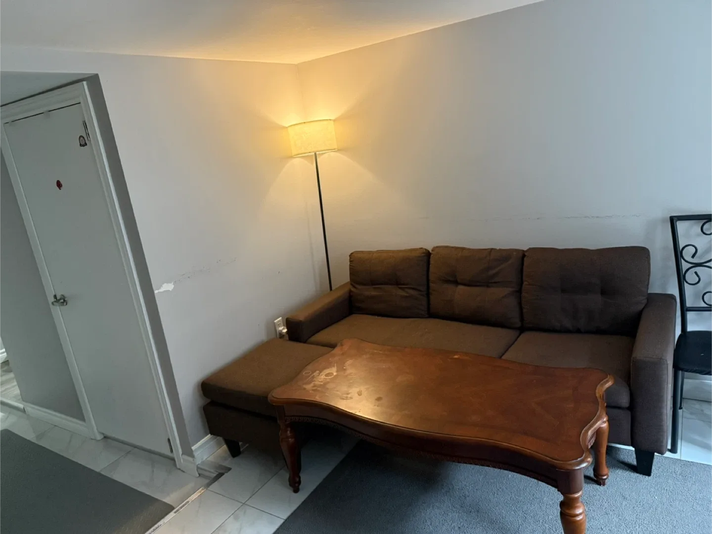 Brown Sofa with Ottoman and table image indicator(2)