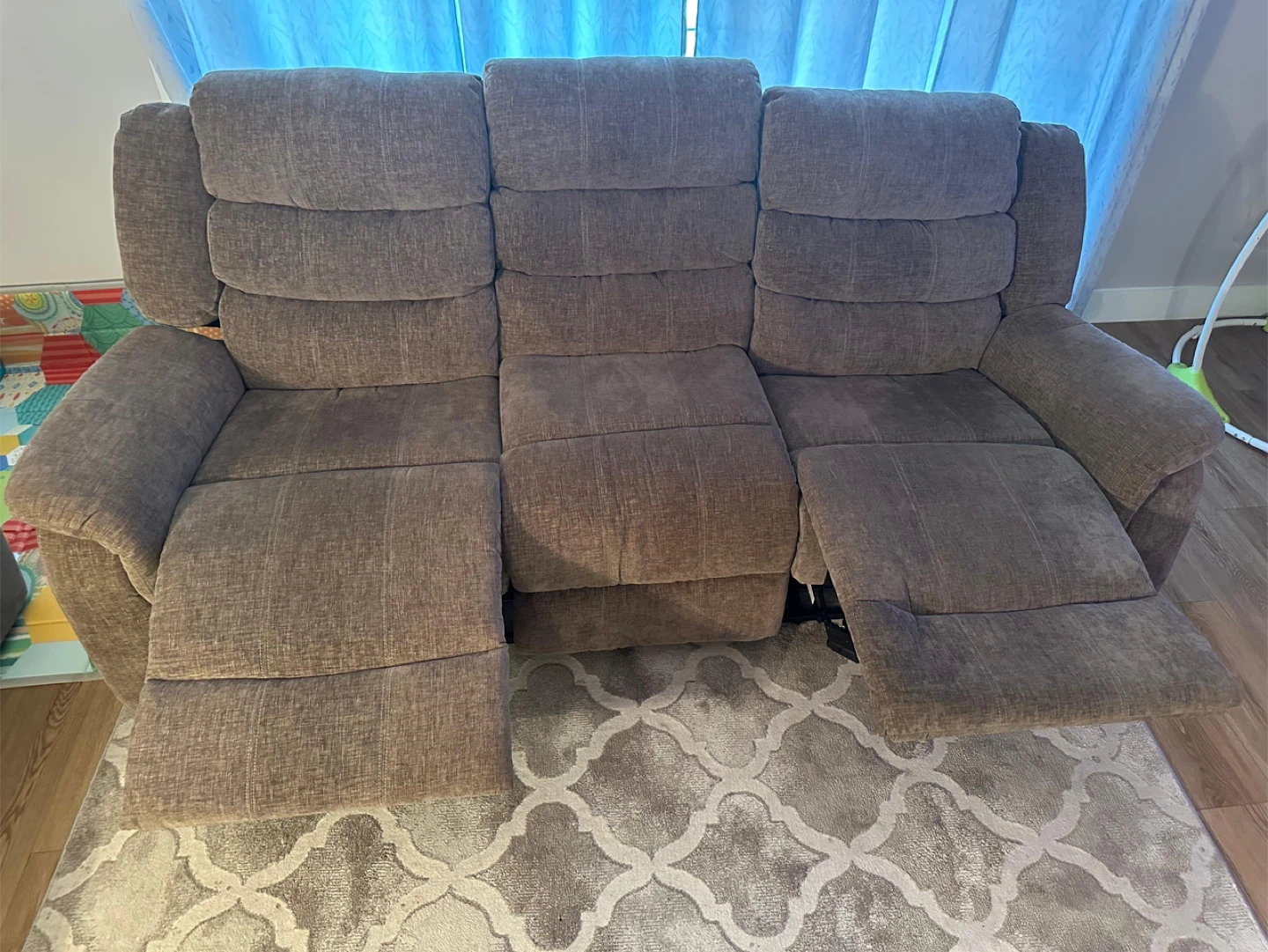 Brown Reclining Sofa with Cup Holders - photo 2