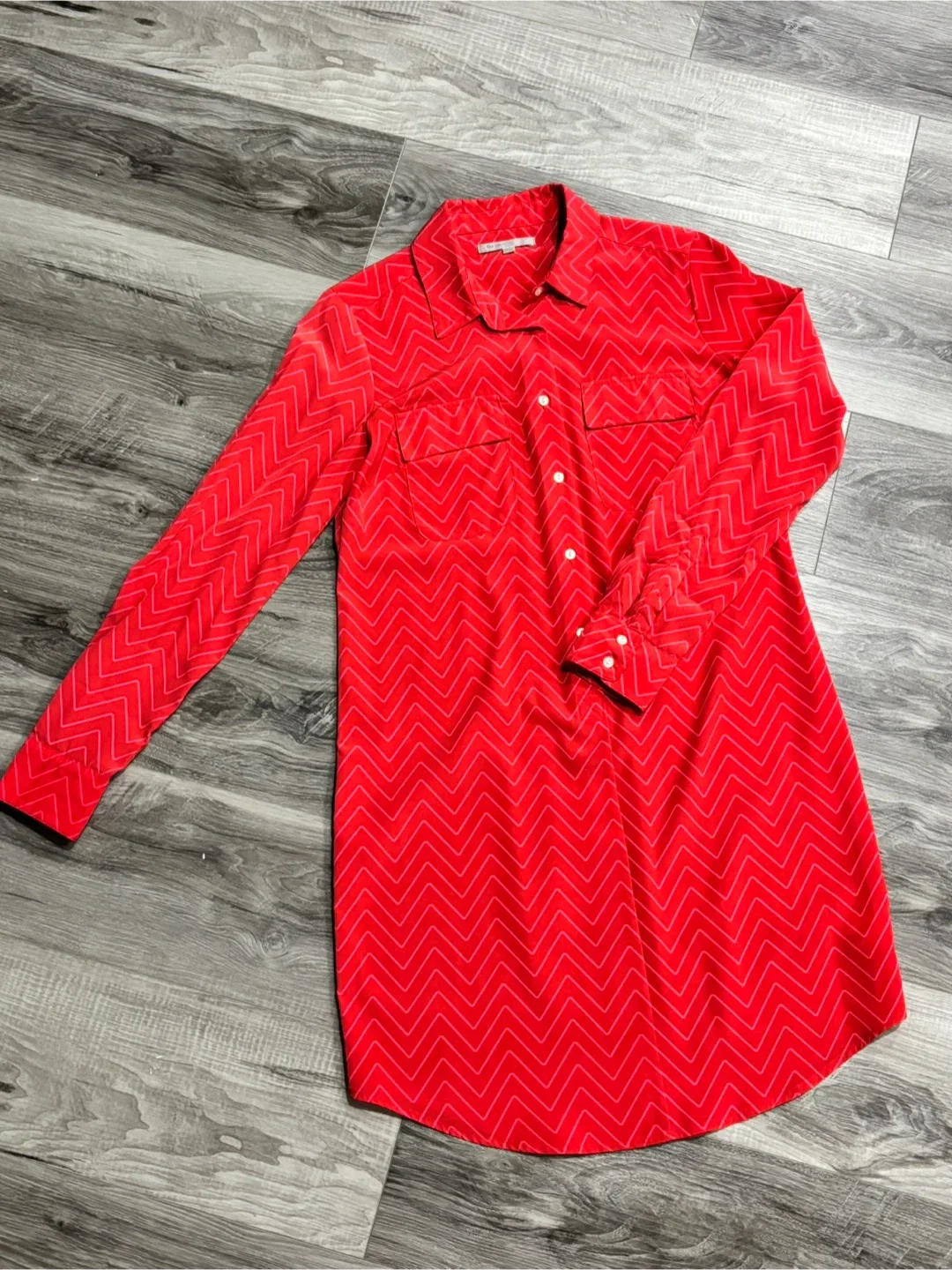 Gap Red Chevron Shirt Dress - XS
