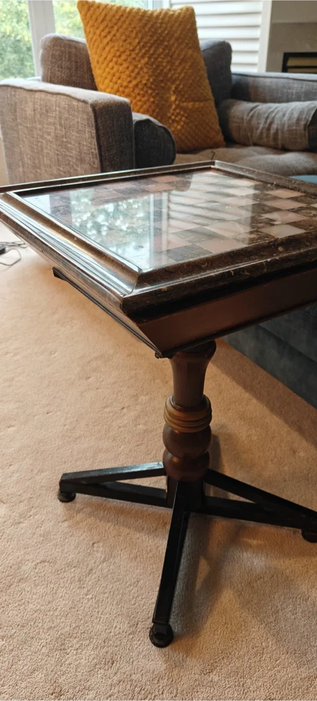 Marble top Chess Table with Drawer image indicator(2)