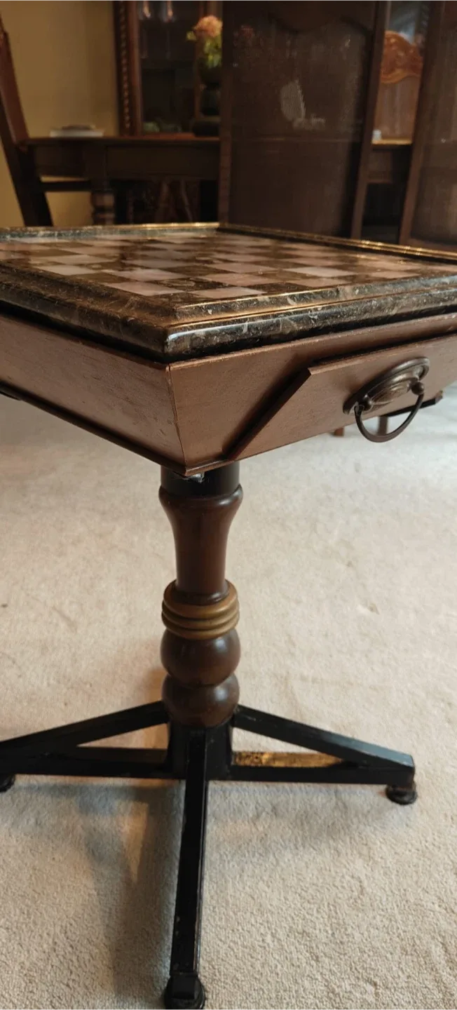 Marble top Chess Table with Drawer image indicator(4)