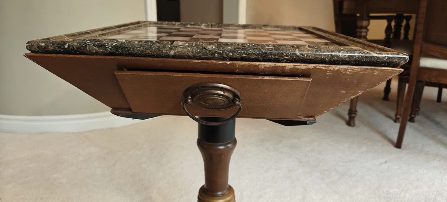 Marble top Chess Table with Drawer image indicator(5)