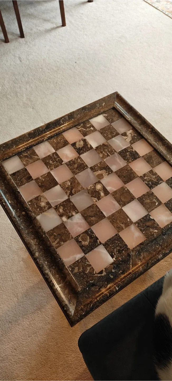 Marble top Chess Table with Drawer thumbnail