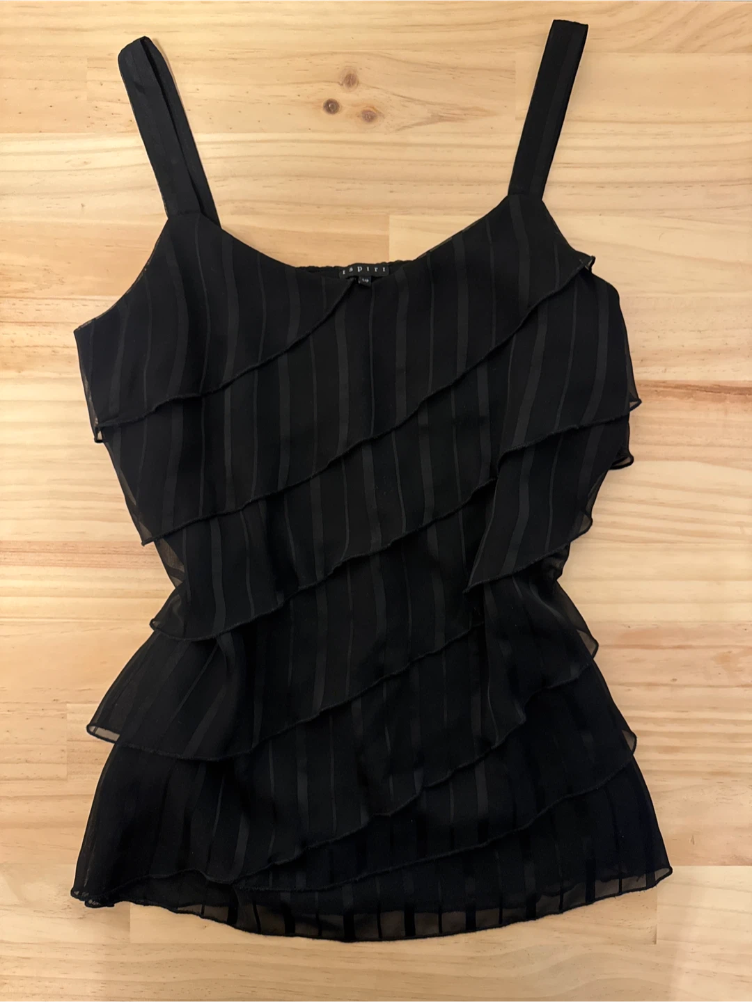 Ispirri Black Ruffle Tank Top