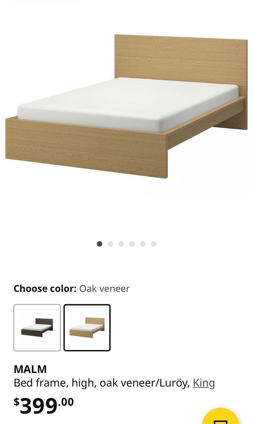IKEA Malm King Bed Frame - Oak Veneer