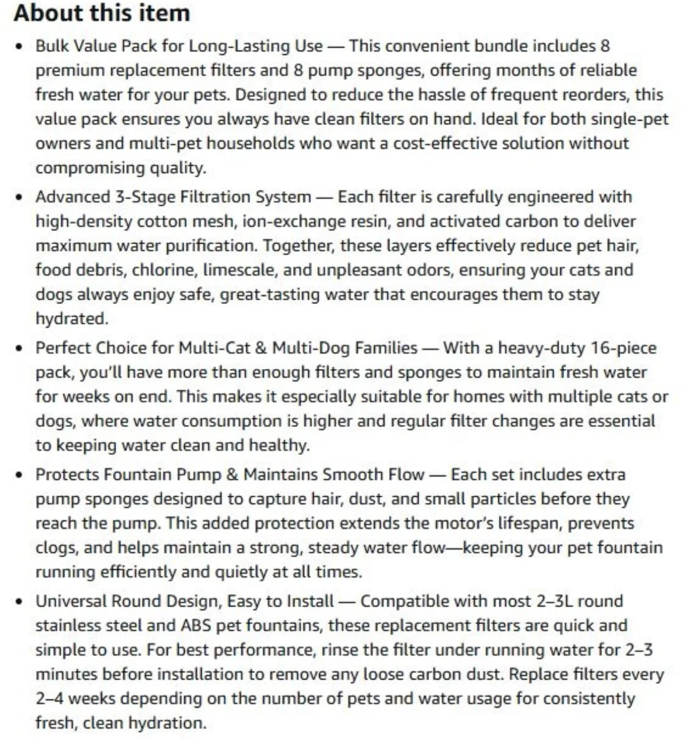 Cat Water Fountain Filters w/ 8 Pump Sponges - 16 Pack image indicator(4)