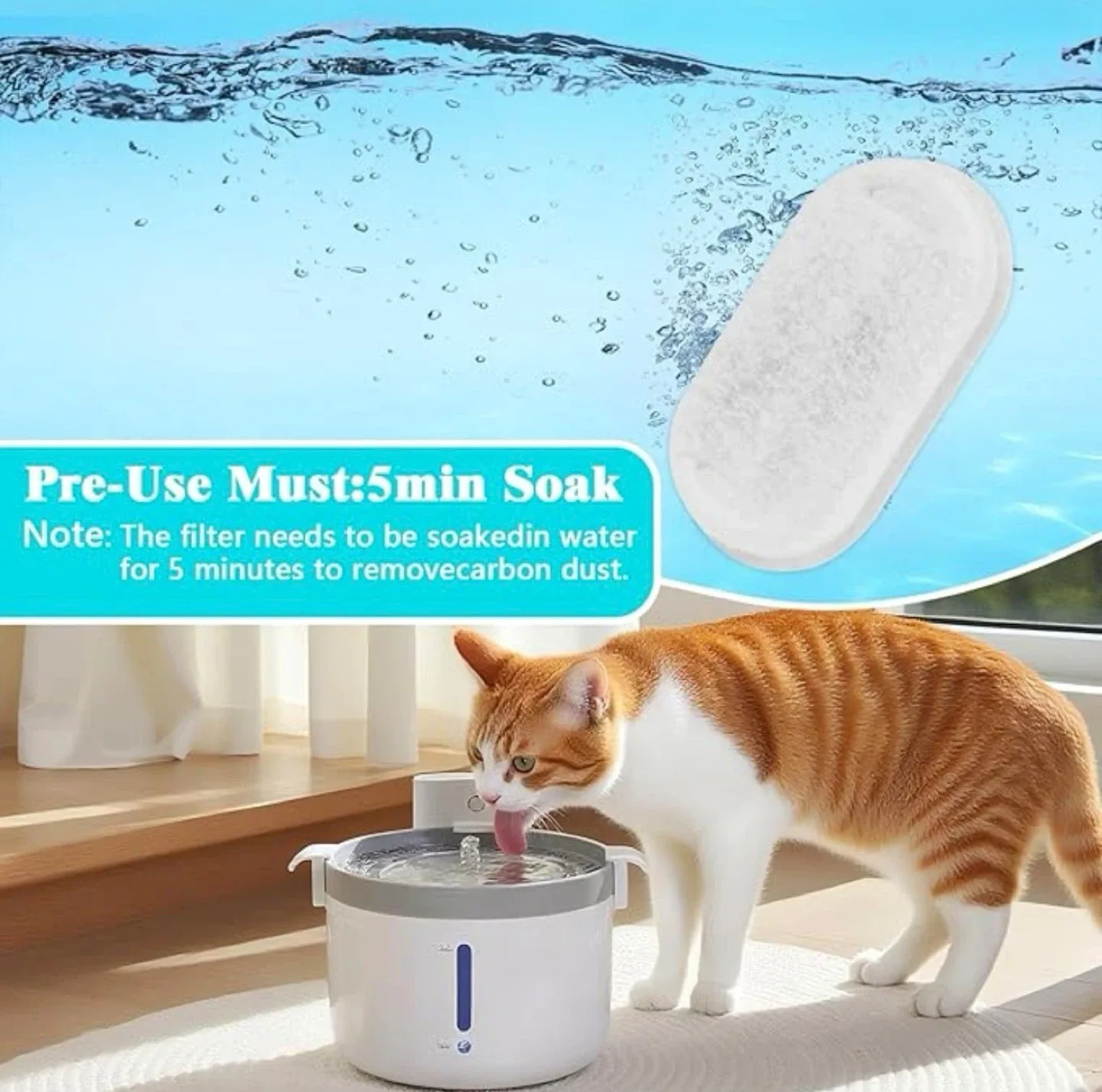 Cat Water Fountain Filters w/ 8 Pump Sponges - 16 Pack image indicator(2)