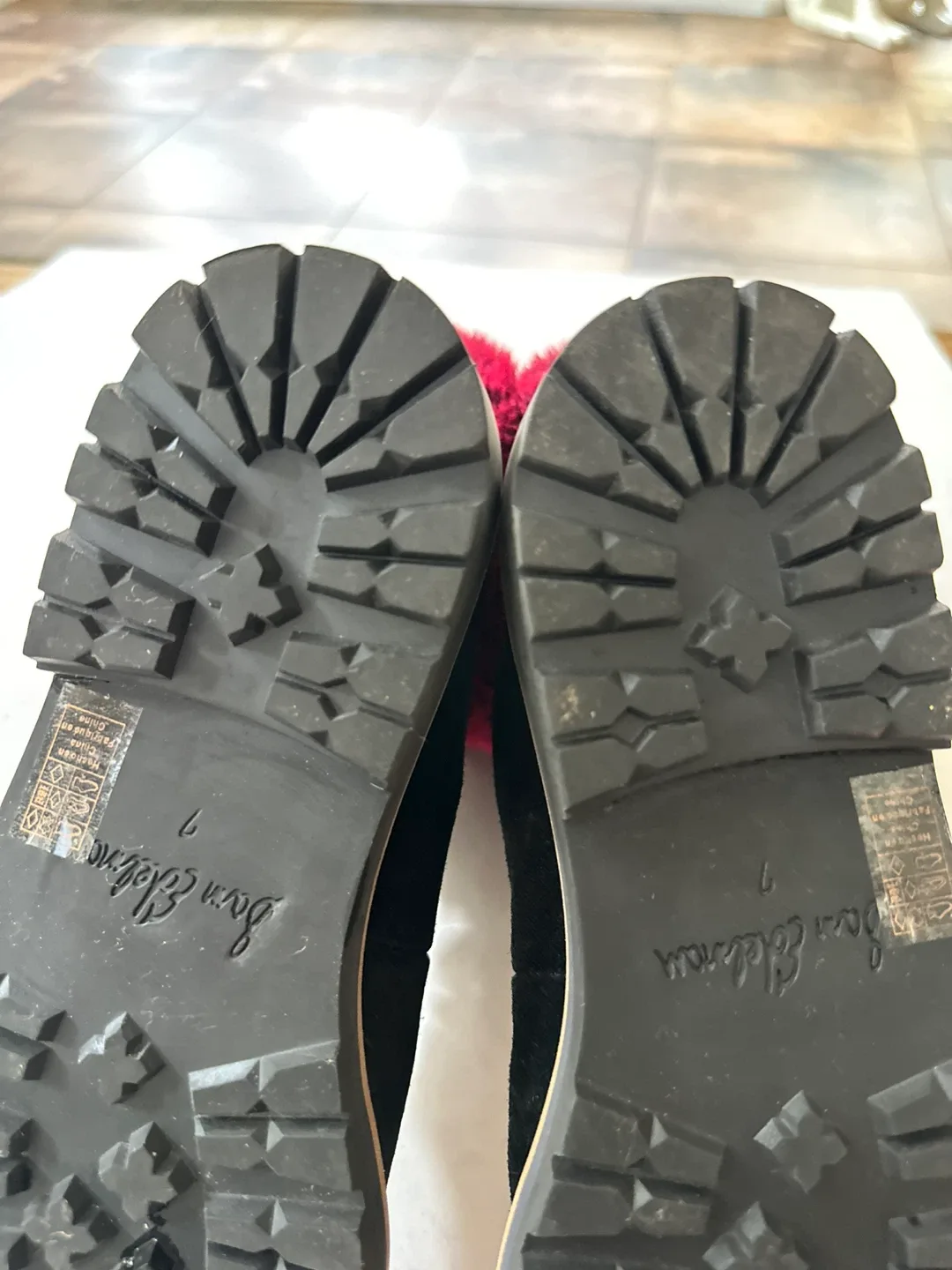 Sam Edelman Black Suede Fur Trim Boots Size 7 image indicator(8)