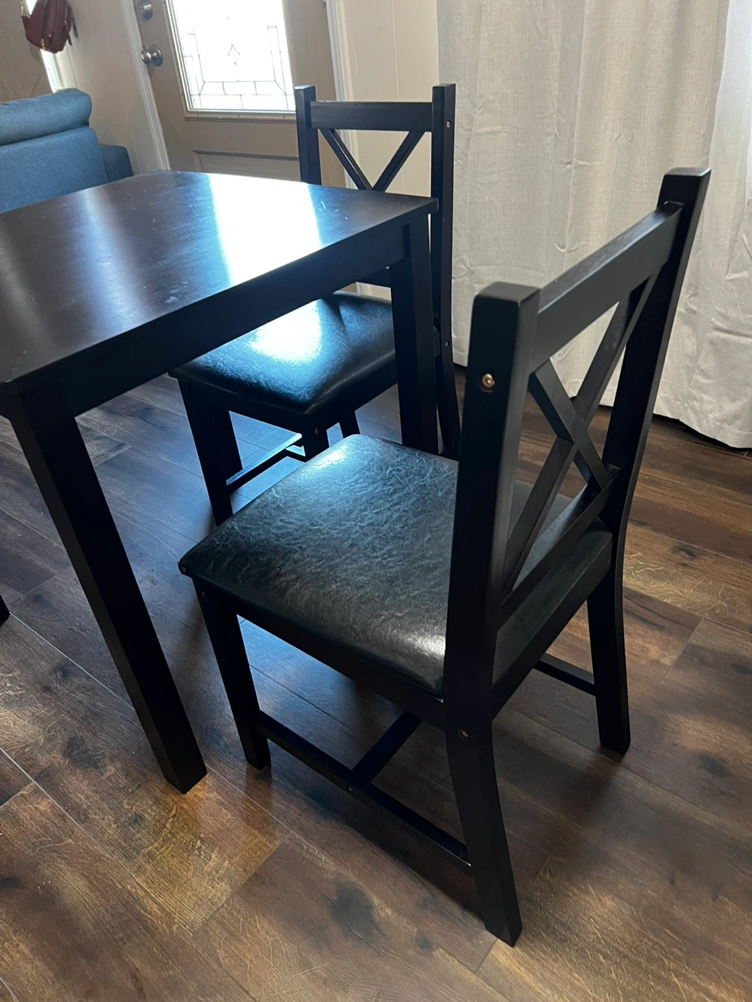 Black Square Dining Table with 2 Chairs - photo 3
