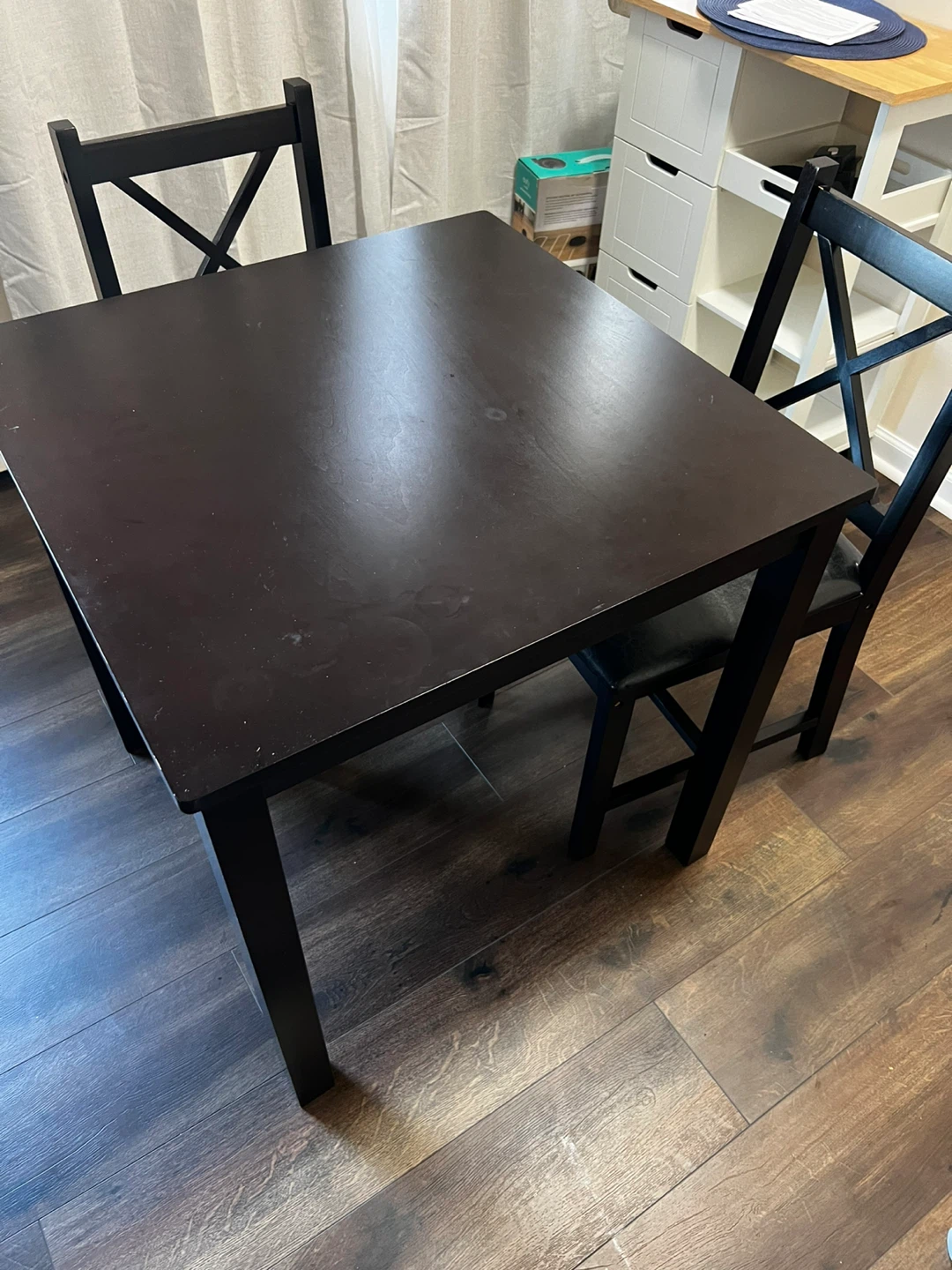 Black Square Dining Table with 2 Chairs - photo 2
