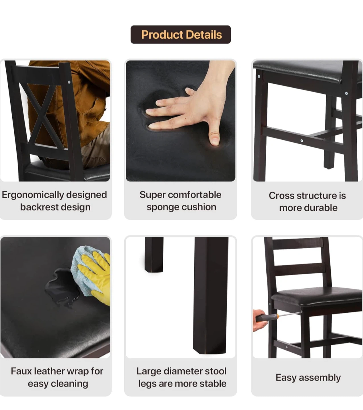 Black Square Dining Table with 2 Chairs - photo 5