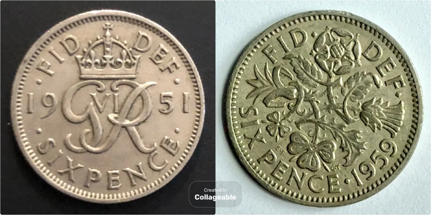 BRIDE & GROOM SIXPENCES - QUEEN ELIZABETH II & GEORGE VI image indicator(2)