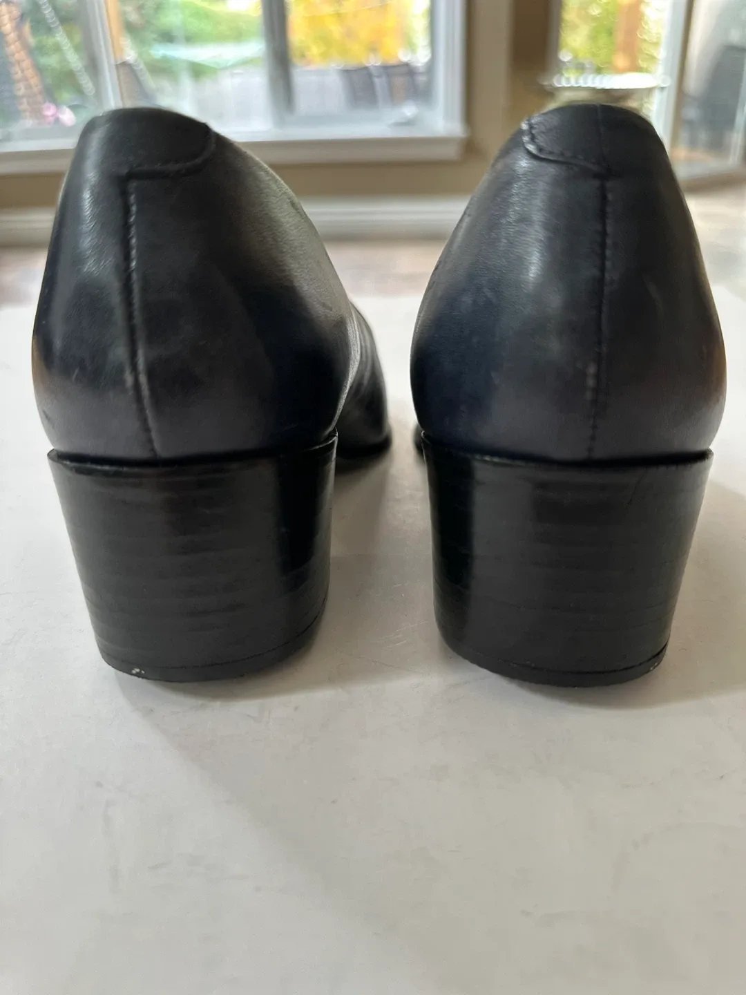 Bata Navy Leather Loafers Size 9 narrow image indicator(3)