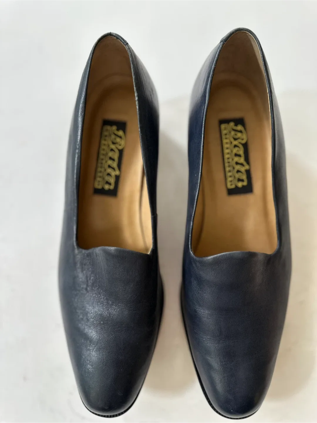 Bata Navy Leather Loafers Size 9 narrow image indicator(2)