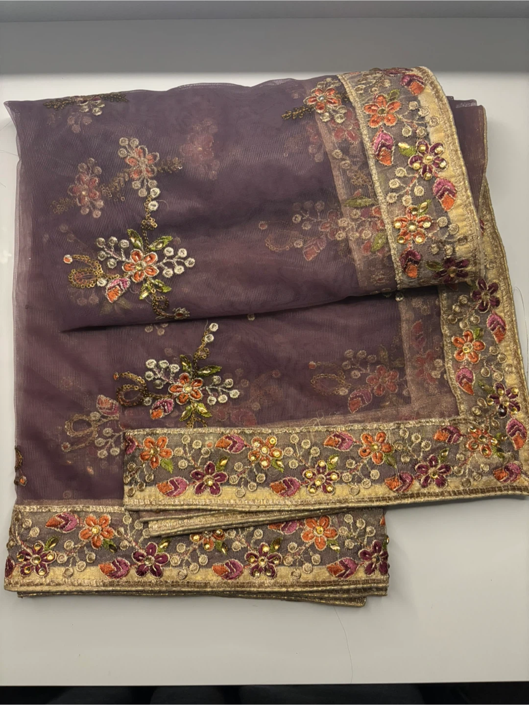 Unstitched Punjabi Suit Purple, Party Wear - photo 3