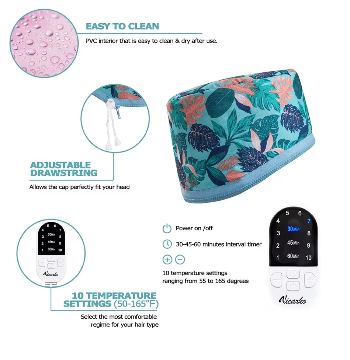 VICARKO Hair Steamer Hawaii Blue image indicator(2)