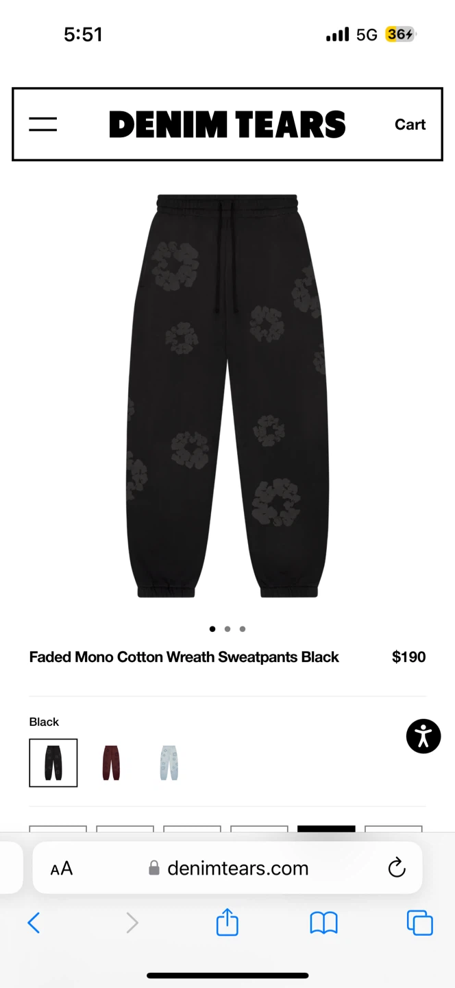 DENIM TEARS Faded Mono Cotton Wreath Sweatpants - Black