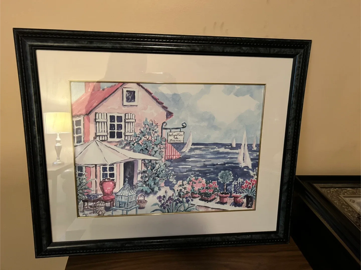 Framed Watercolor Painting - Antiques de France thumbnail