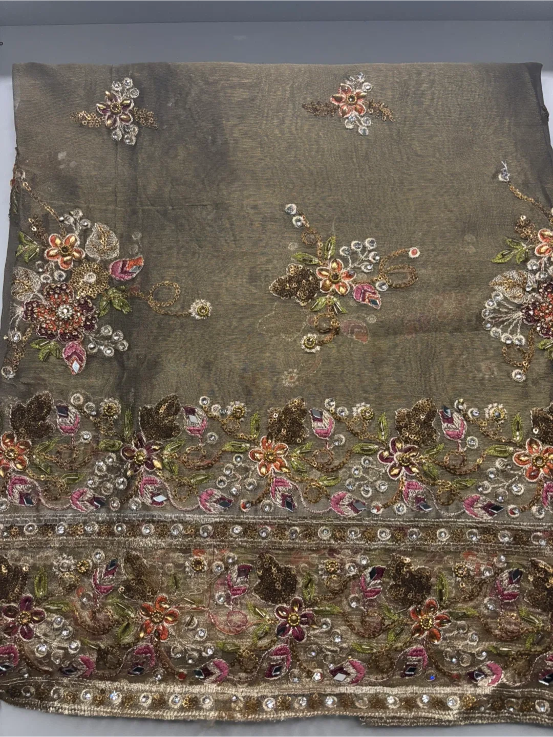 Unstitched Punjabi Suit Brown, Party Wear image indicator(2)