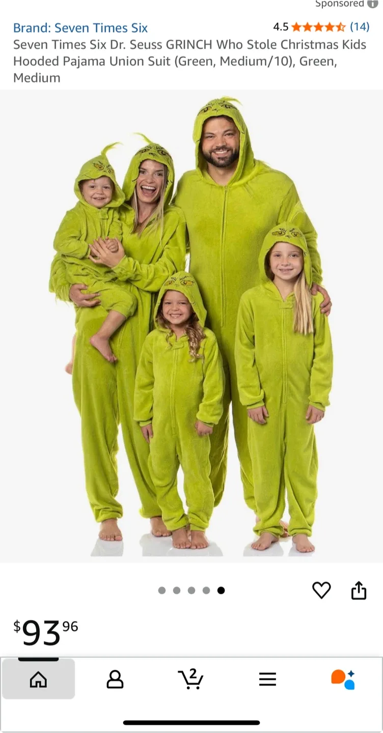 Dr. Seuss The Grinch Hooded Pajama - Size Medium image indicator(5)