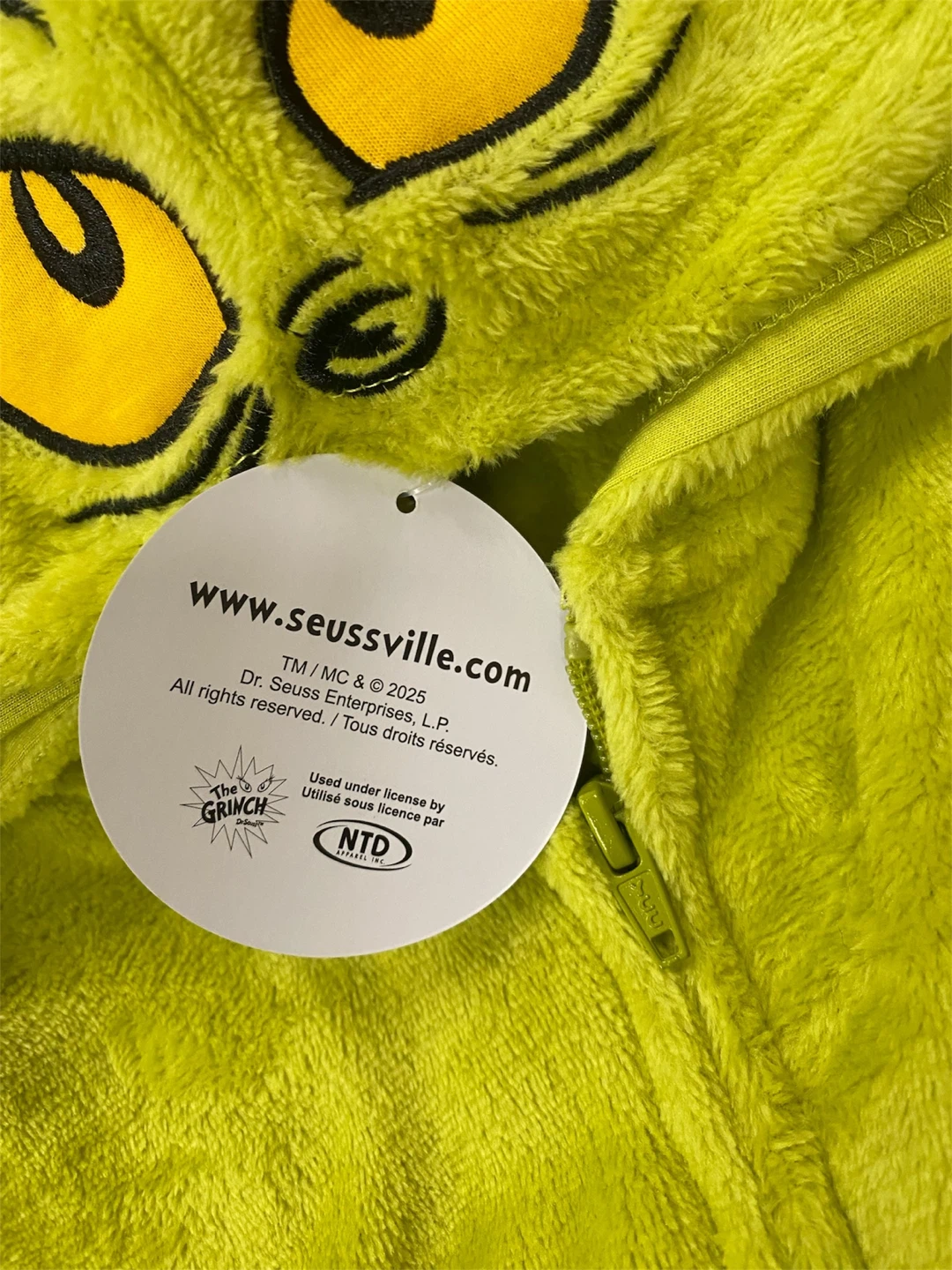 Dr. Seuss The Grinch Hooded Pajama - Size Medium