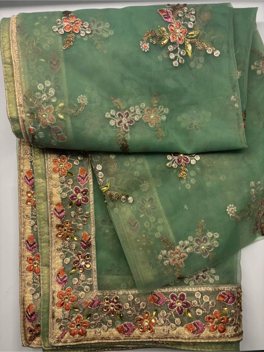 Unstitched Punjabi Suit Turquoise, Party Wear image indicator(3)