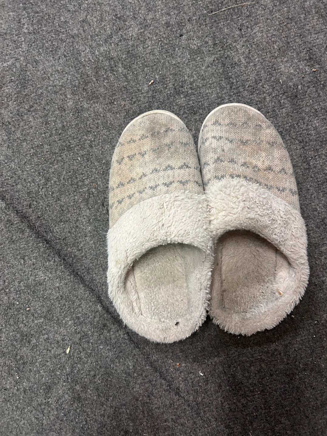 Grey Fuzzy Slippers