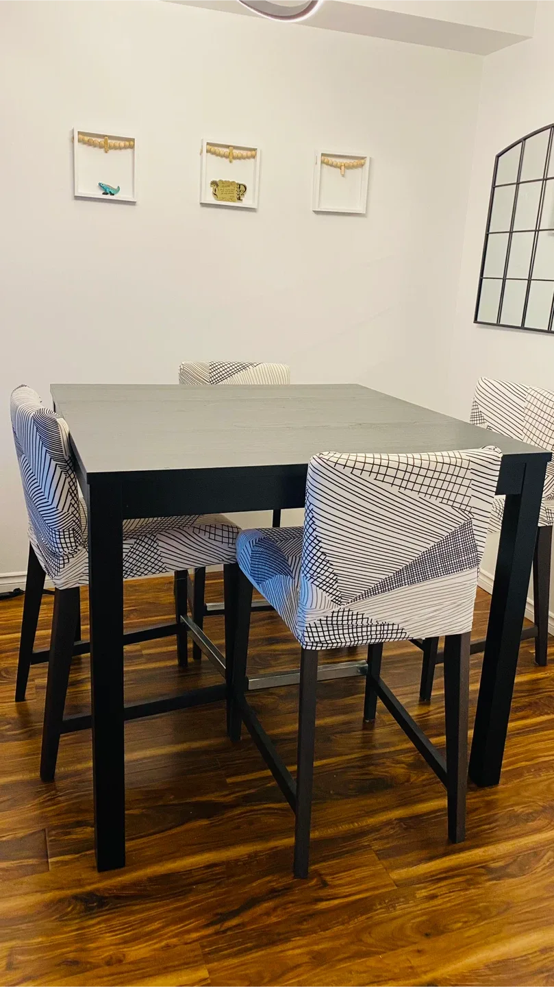 Ikea Bjursta High Dining Table and Henriksdal Chairs Set -Black image indicator(2)