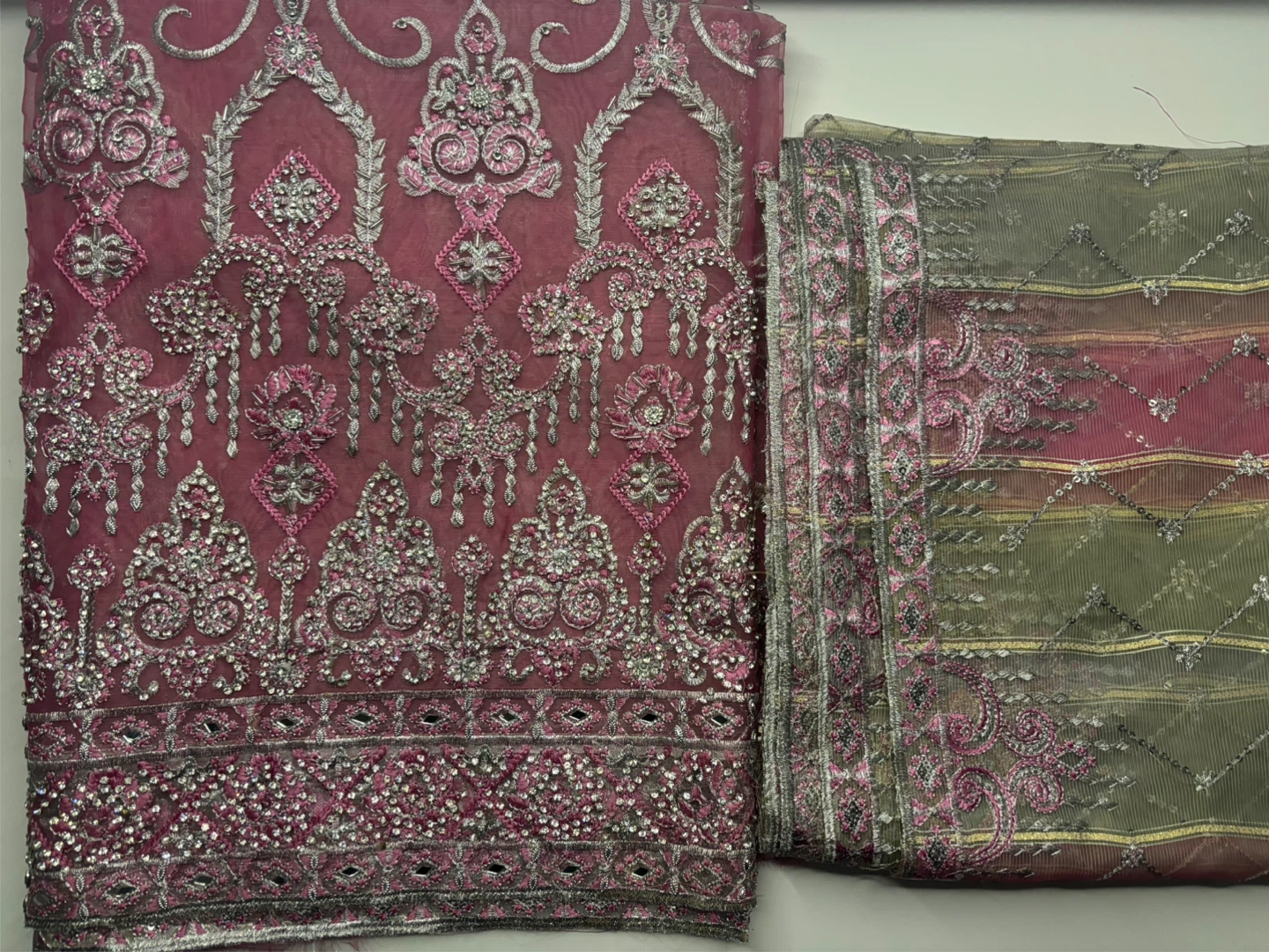 Unstitched Punjabi Suit Pink Party Wear