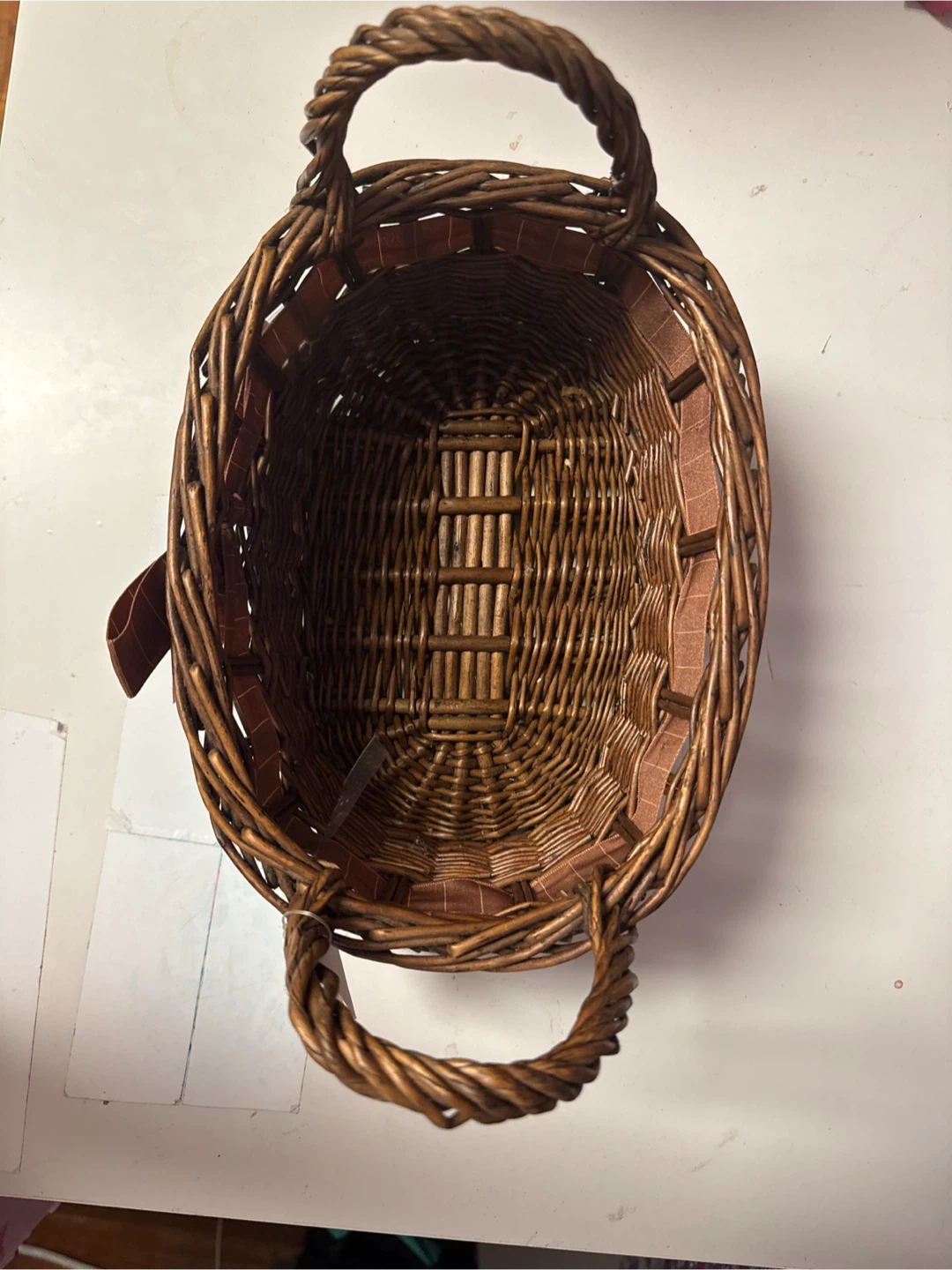 Brown Wicker Basket with Ribbon - photo 2