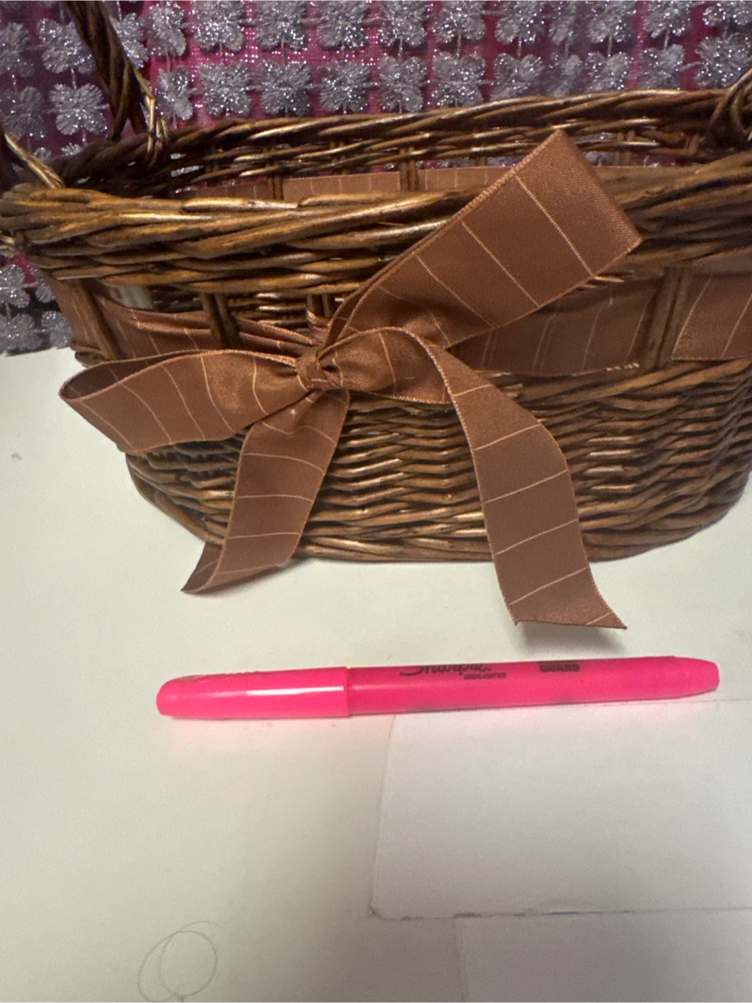 Brown Wicker Basket with Ribbon - photo 4