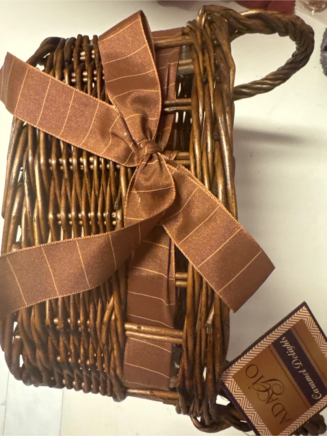 Brown Wicker Basket with Ribbon - photo 3