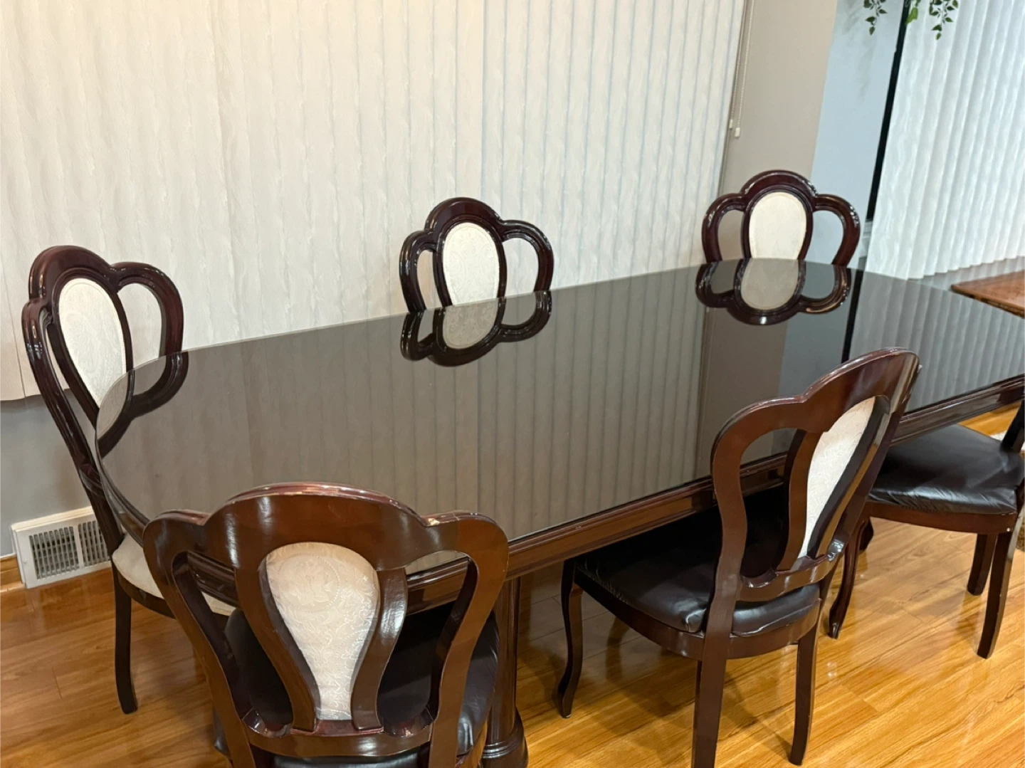 Dining Table with 6 Chairs - Dark Wood - photo 5