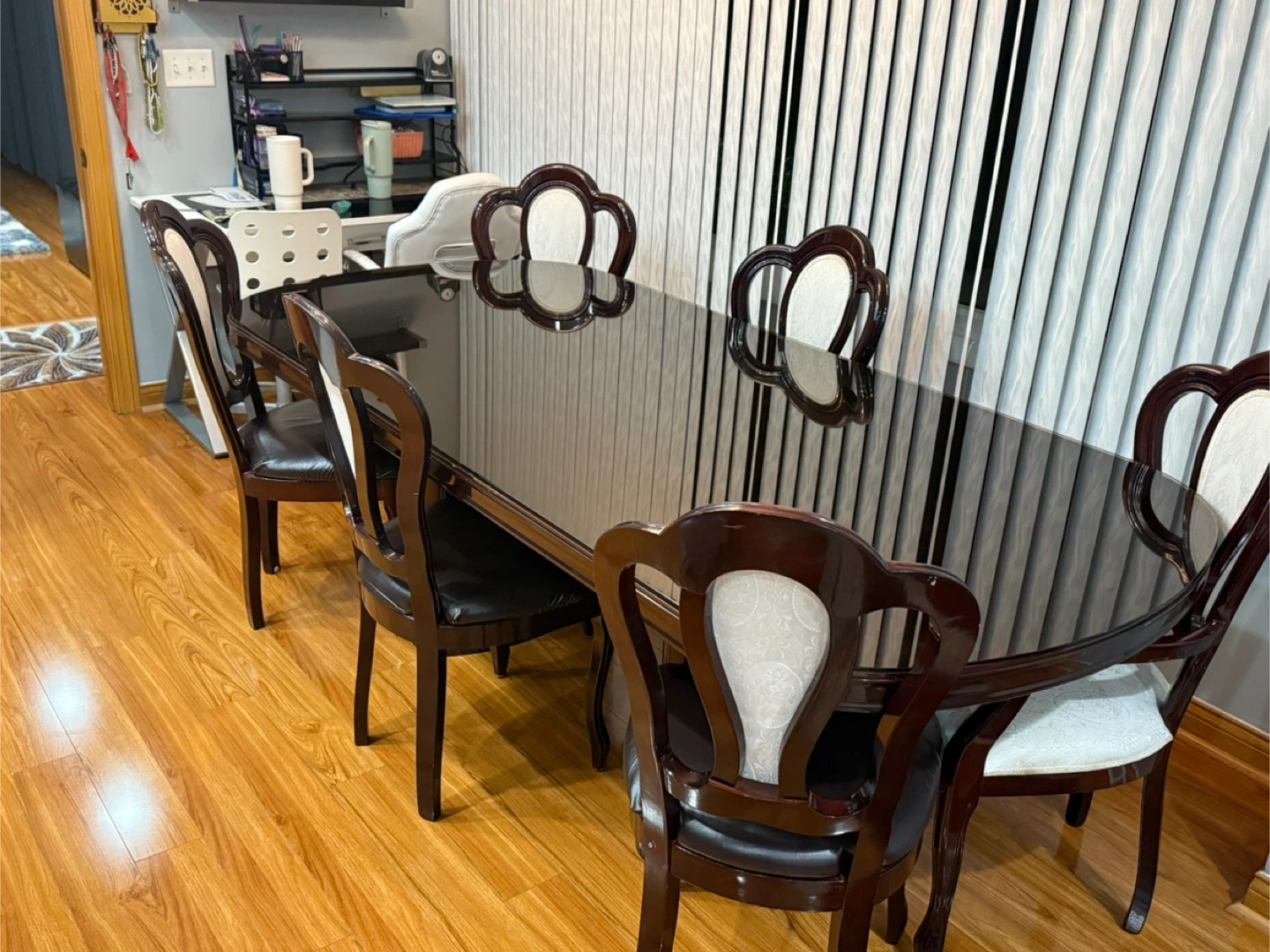 Dining Table with 6 Chairs - Dark Wood