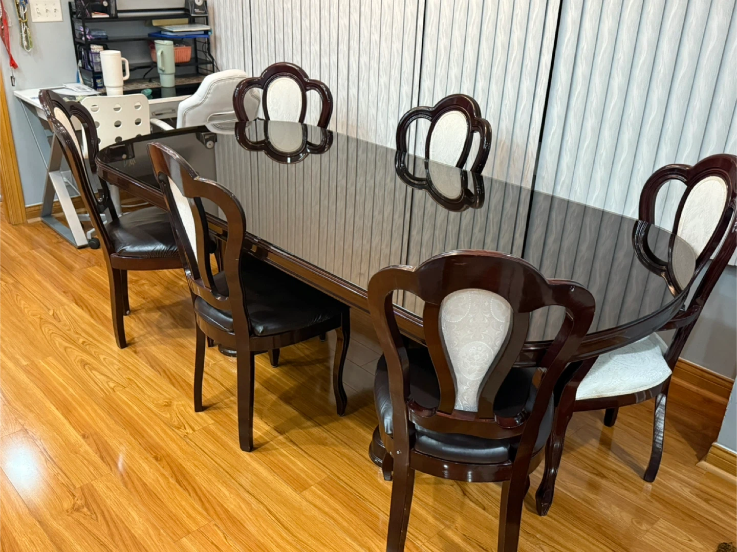 Dining Table with 6 Chairs - Dark Wood - photo 2
