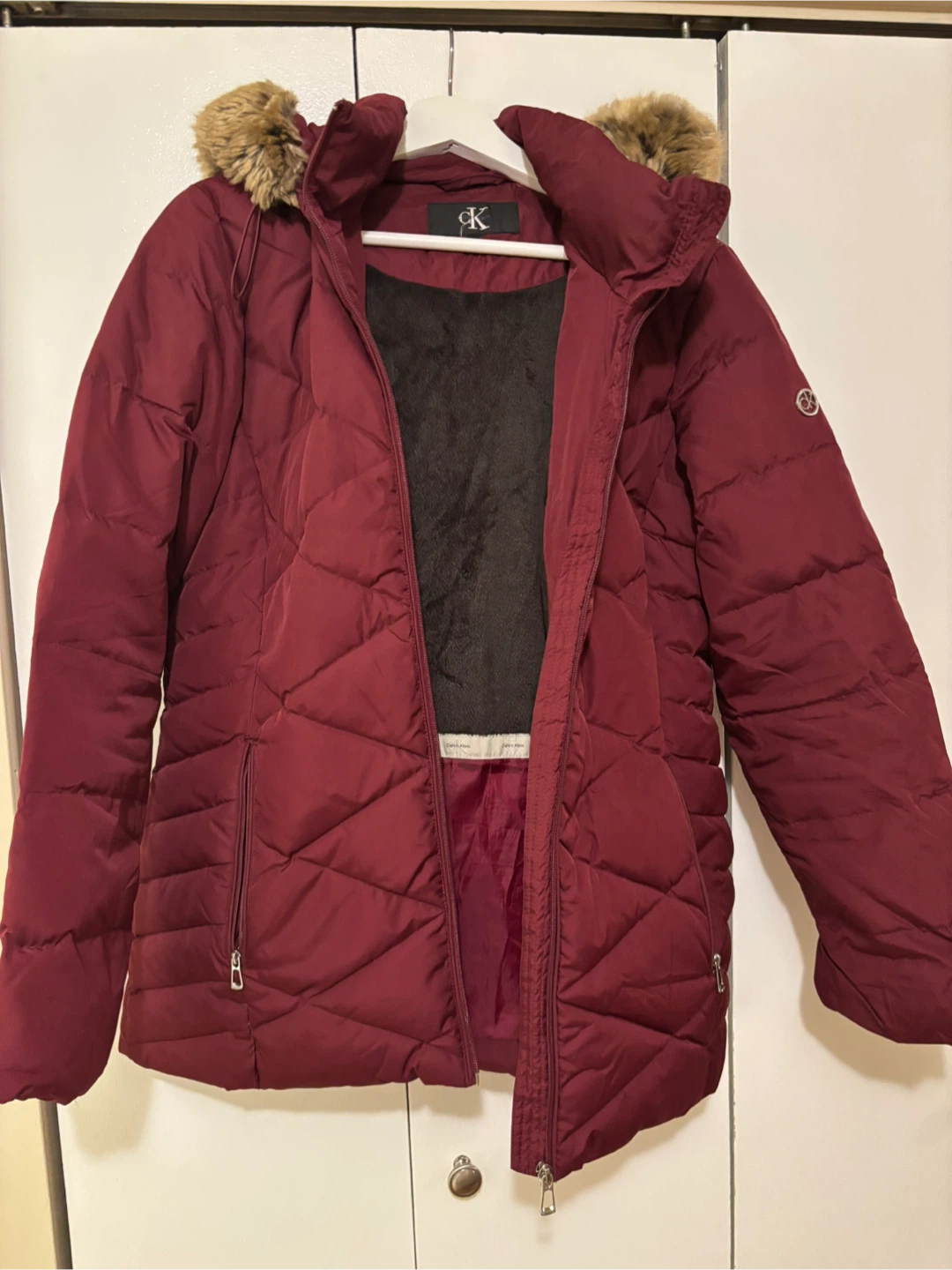 Calvin Klein Burgundy Puffer Jacket