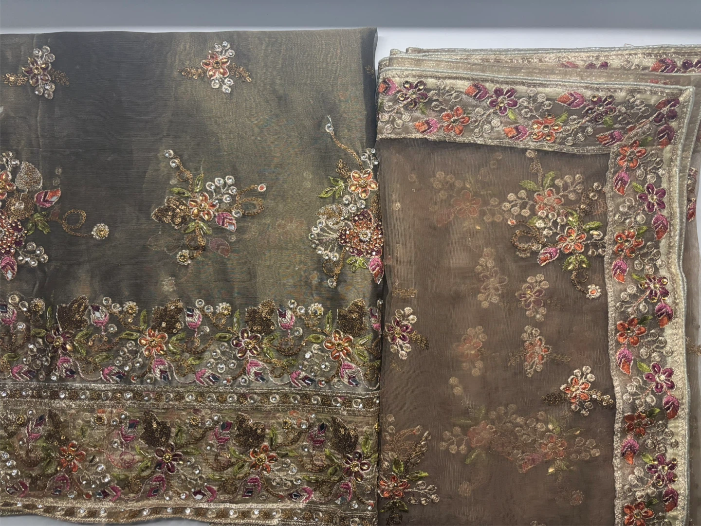 Unstitched Punjabi Suit Brown, Party Wear