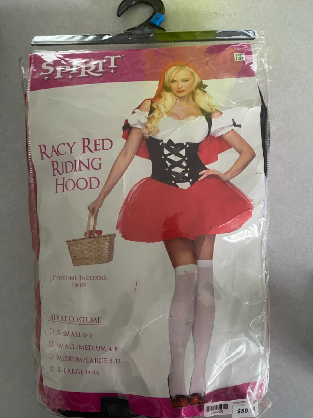Spirit Halloween Racy Red Riding Hood Costume XL