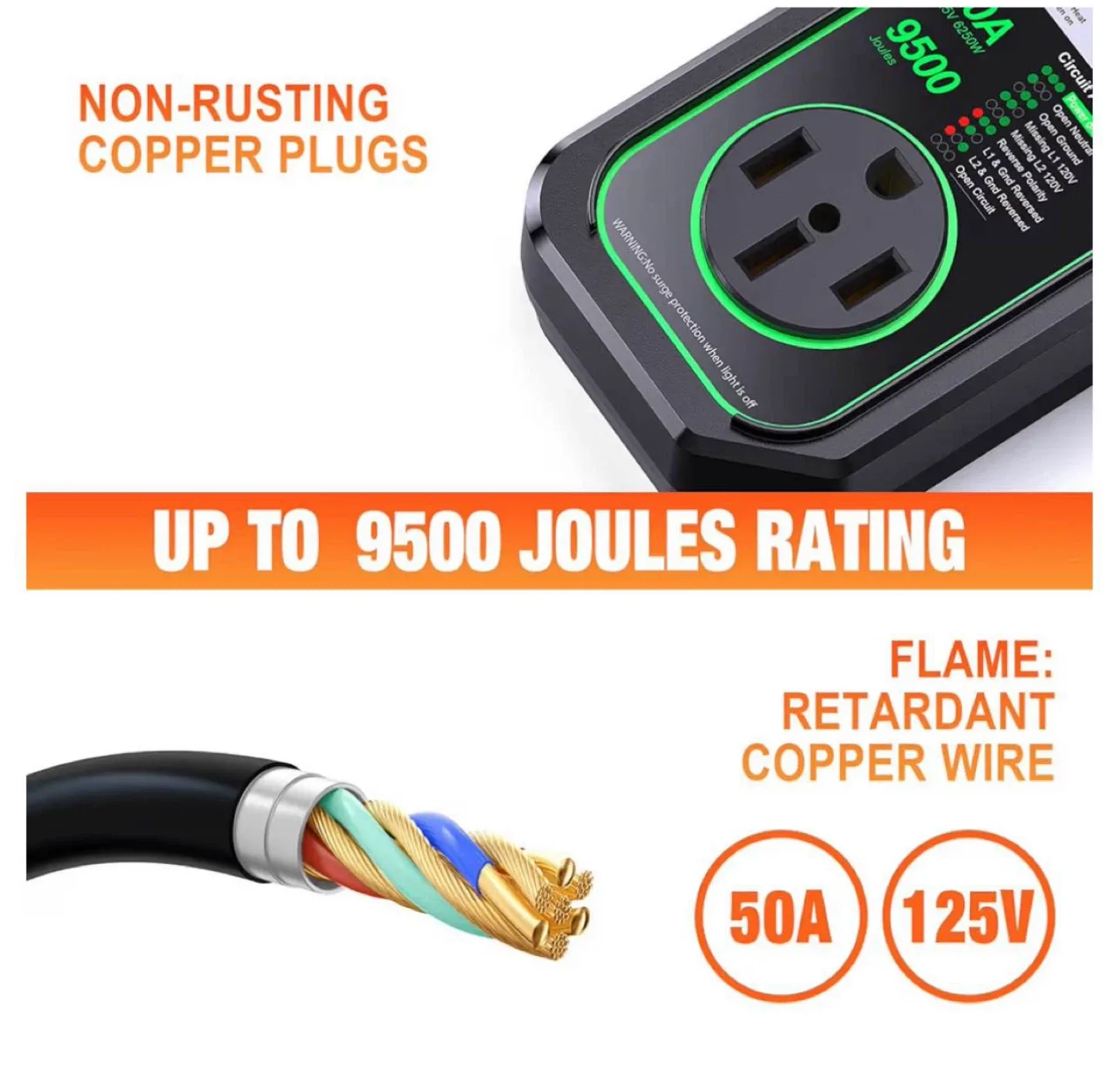 50A RV Surge Protector 9500 Joules image indicator(3)
