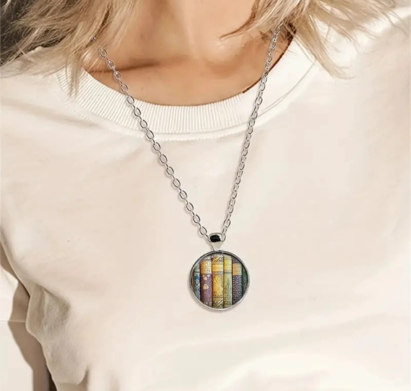 Book Stack Pendant Necklace